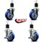 Service Caster 4'' Blue Poly Wheel Swivel 1-7/8'' Expanding Stem Caster Set 2 Brakes, 4PK SCC-EX20S414-PPUB-BLUE-2-TLB-2-178 - alternate 4